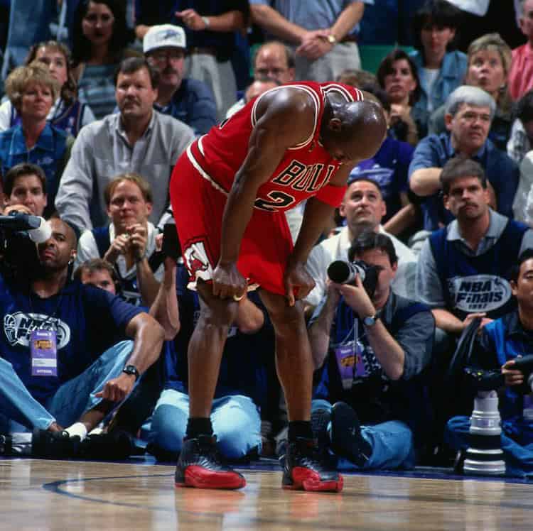 Jordan 12 flu game on feet on sale